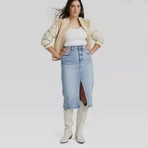 ✨ Chic Denim Midi Skirt – Effortlessly Cool & Versatile Universal Thread✨